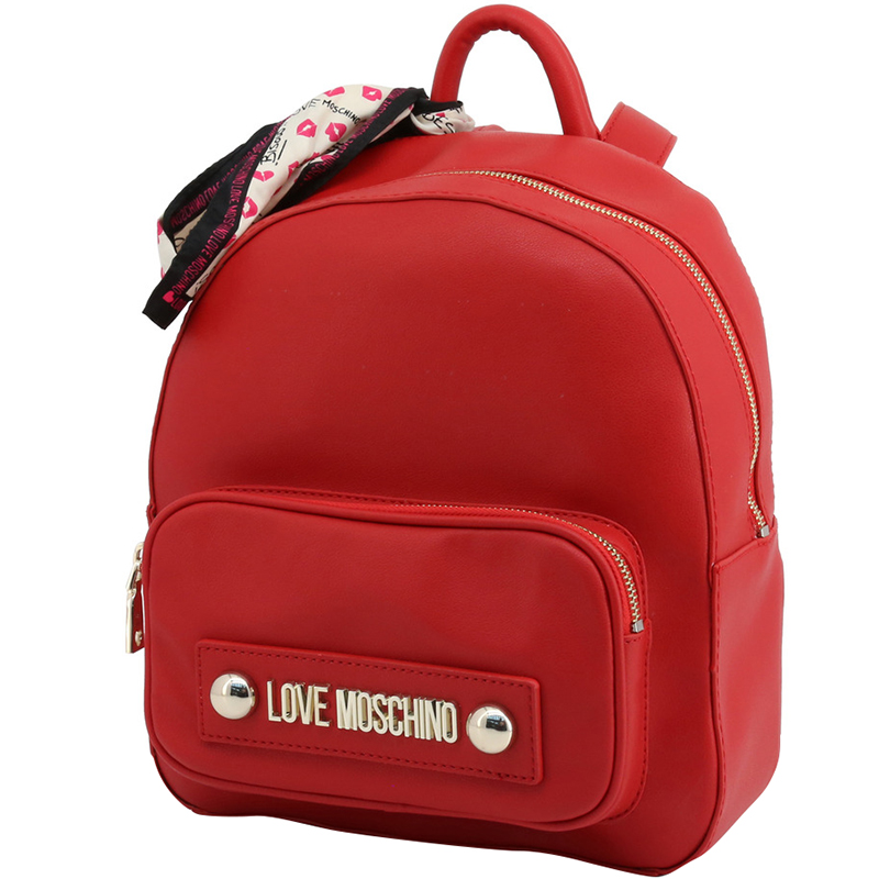 

Love Moschino Red Faux Leather Scarf Backpack