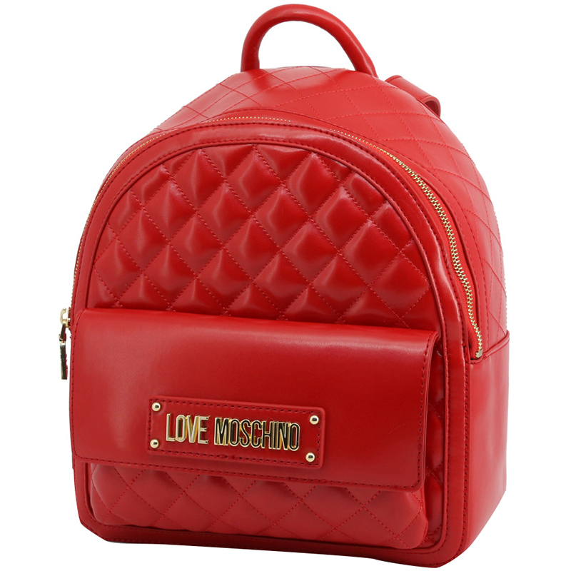 

Love Moschino Red Quilted Faux Leather Backpack