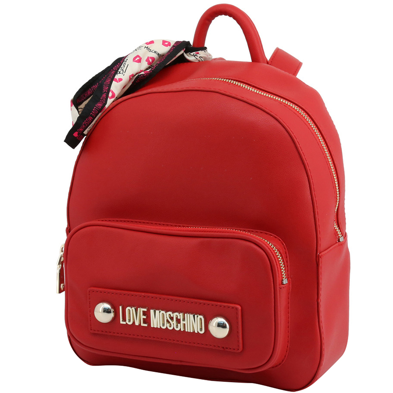 

Love Moschino Red Faux Leather Scarf Backpack