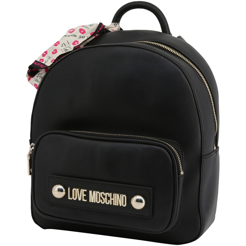 

Love Moschino Black Faux Leather Scarf Backpack