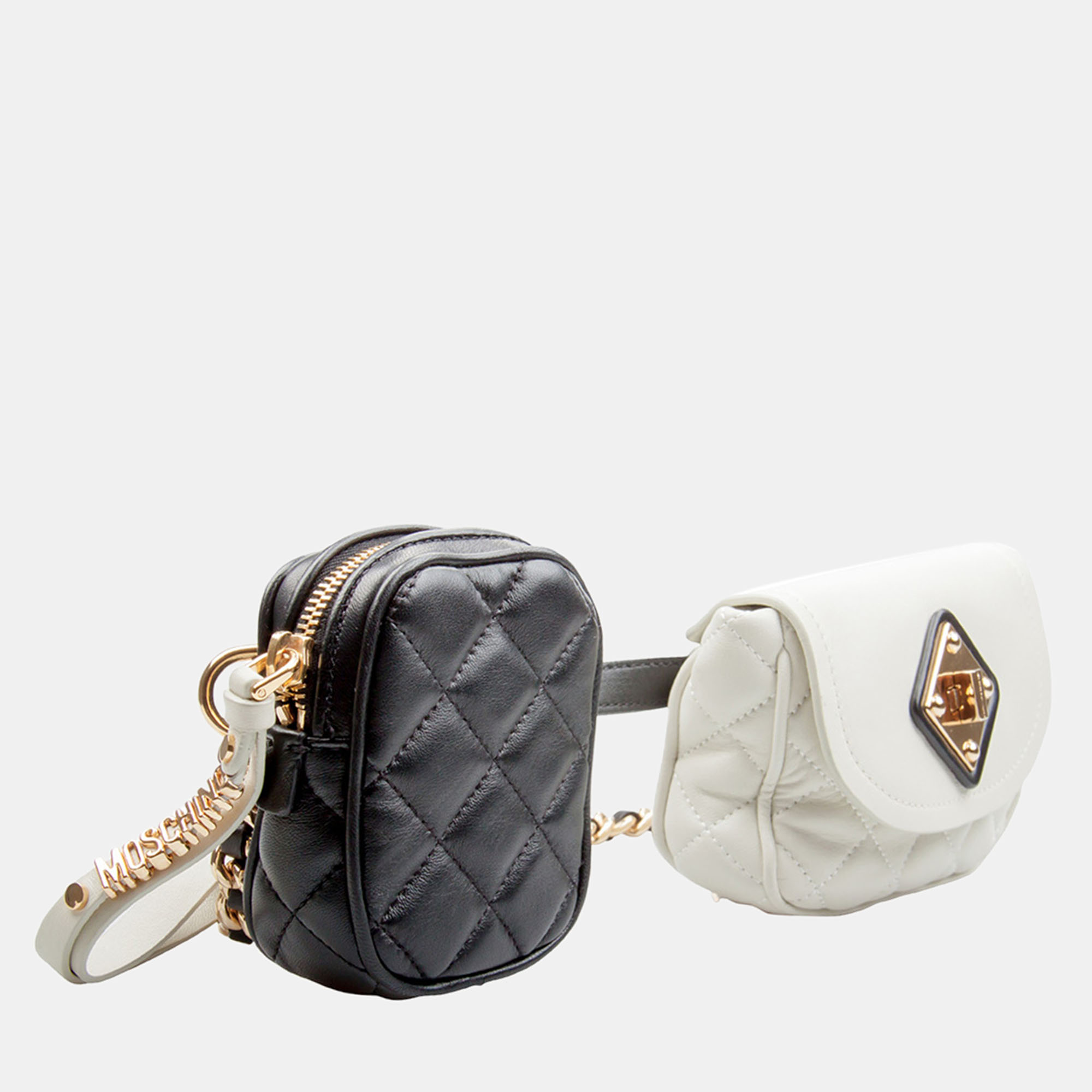 

Moschino White/Black Leather Waist Belt Bag