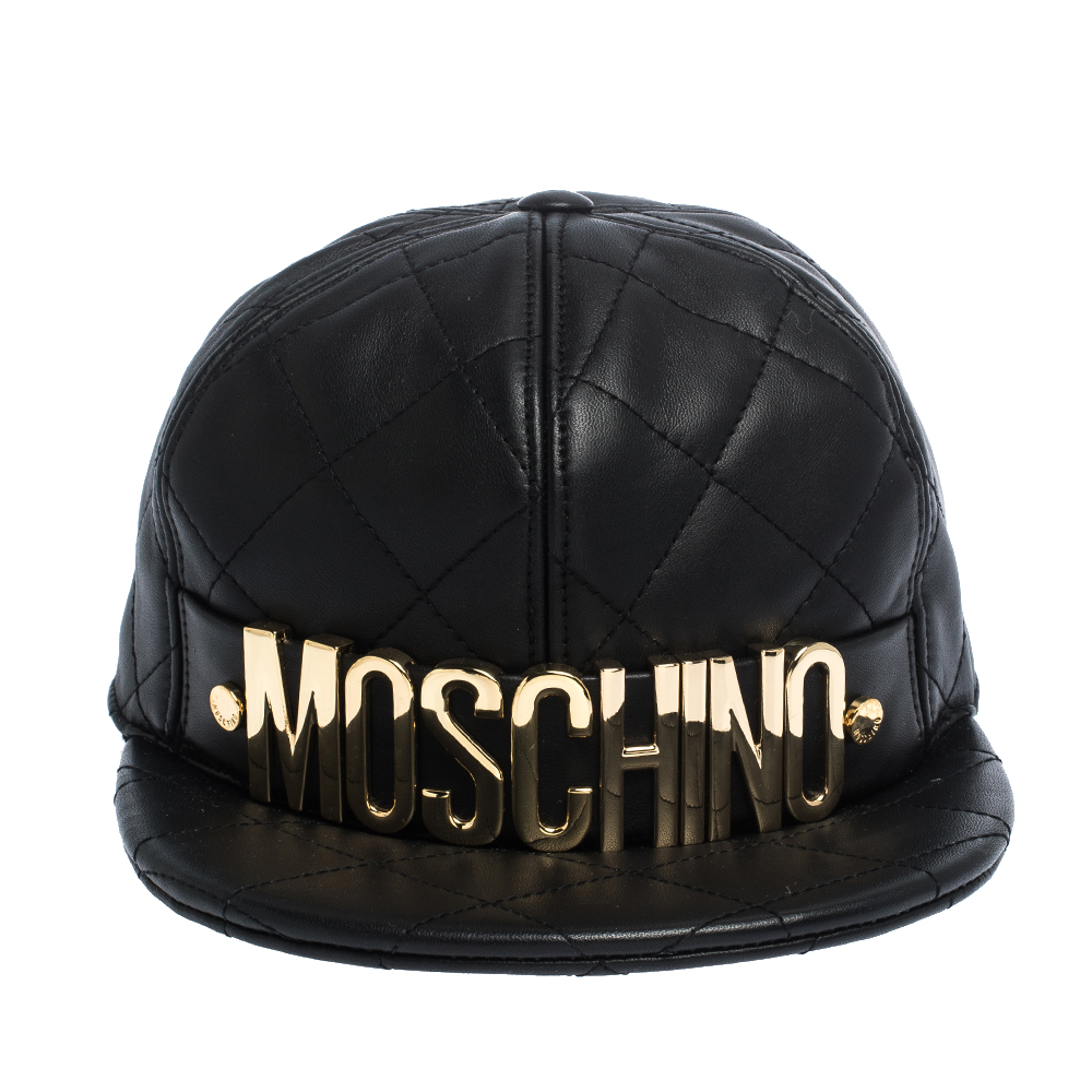 

Moschino Couture Quilted Leather Baseball Cap, Black