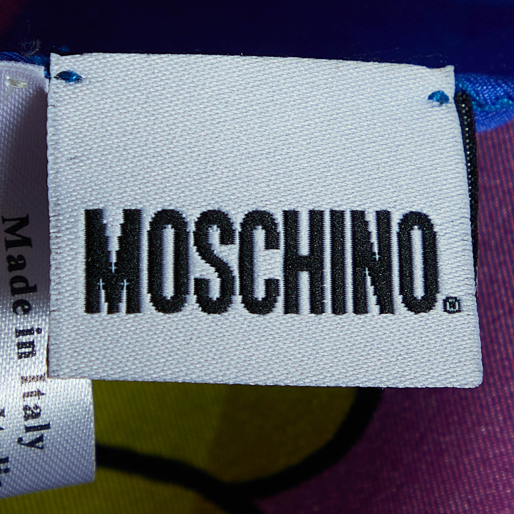 Moschino Multicolor Tiger Printed Silk Square Scarf 