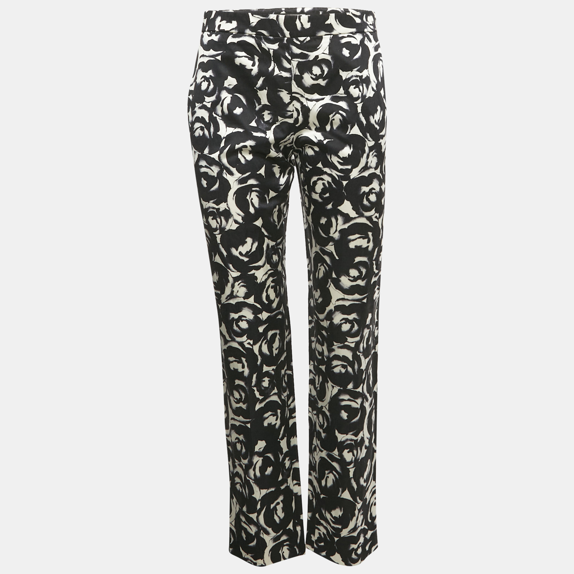 

Moschino Monogram Rose Print Satin Trousers M, Black