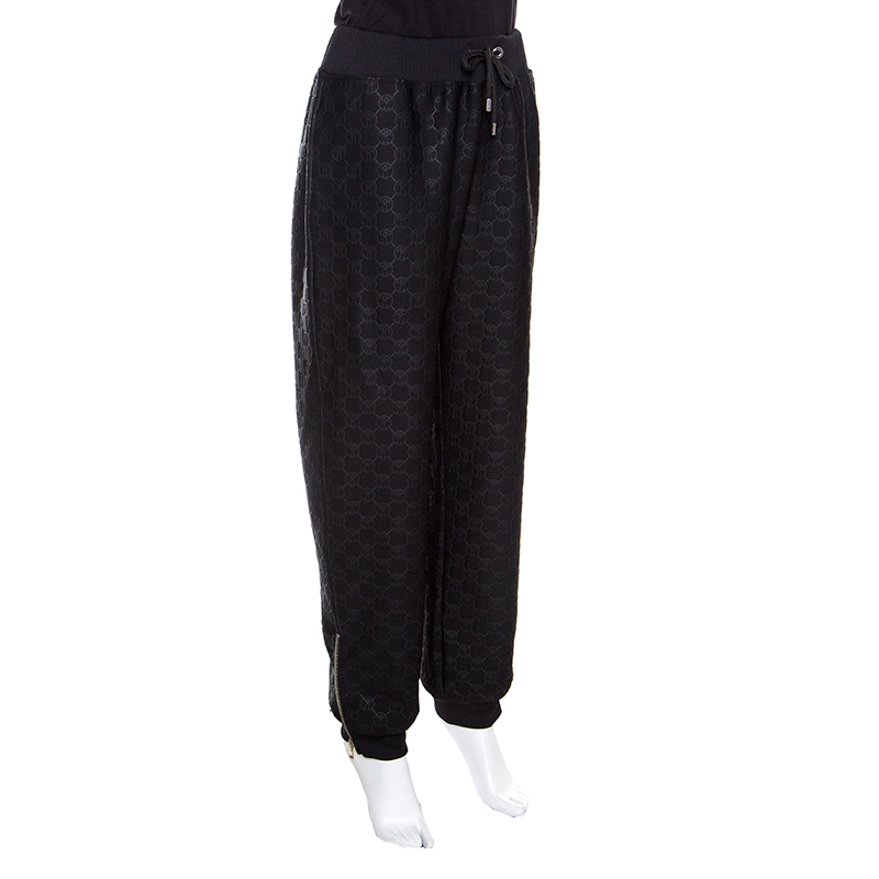 

Moschino Couture Black Logo Embossed Jacquard Jogger Pants