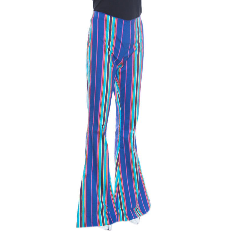 

Moschino Couture Multicolor Striped Cotton Flared Pants, Blue