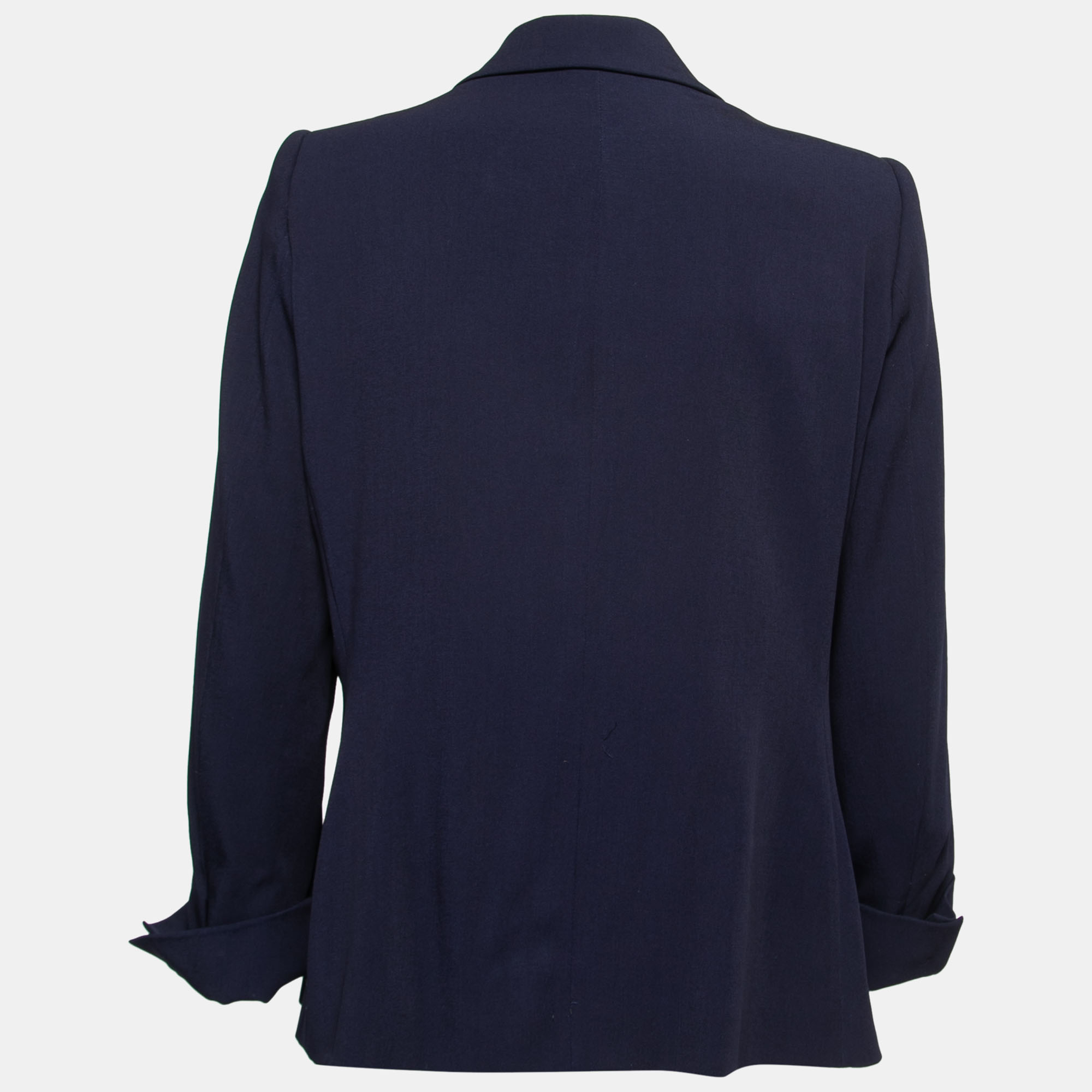 

Moschino Navy Blue Wool Blend Draped Front Blazer