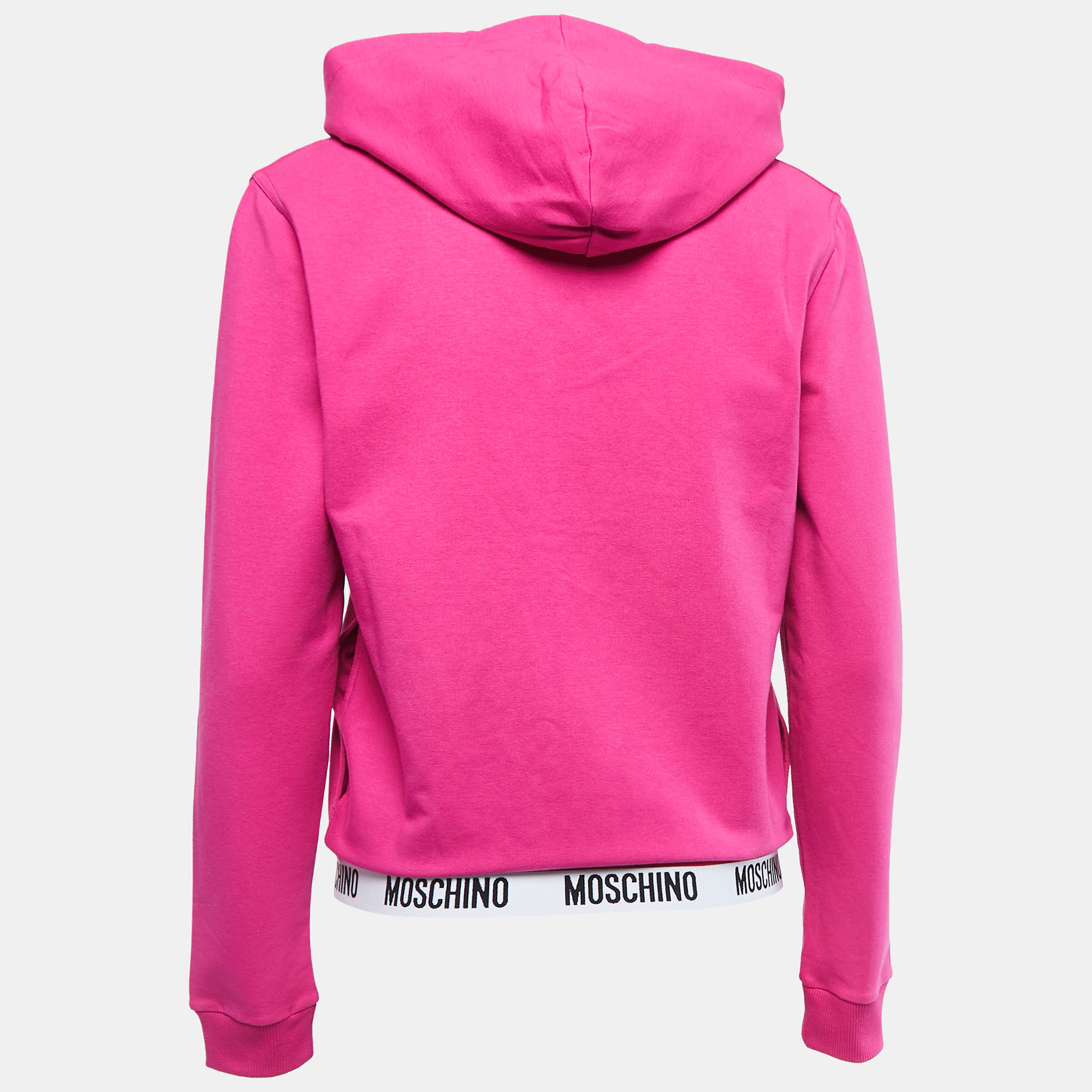 

Moschino Underwear Pink Cotton Logo Tape Zip Up Sweatshirt