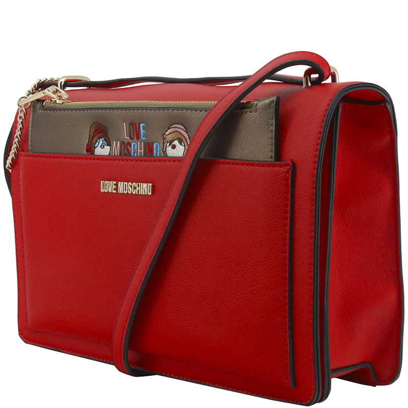 

Love Moschino Red Faux Leather Flap Crossbody Bag