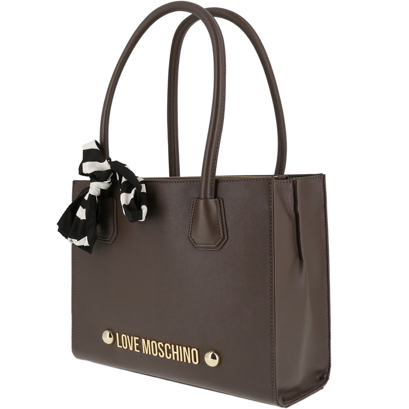 

Love Moschino Grey Leather Scarf Double Handle Tote