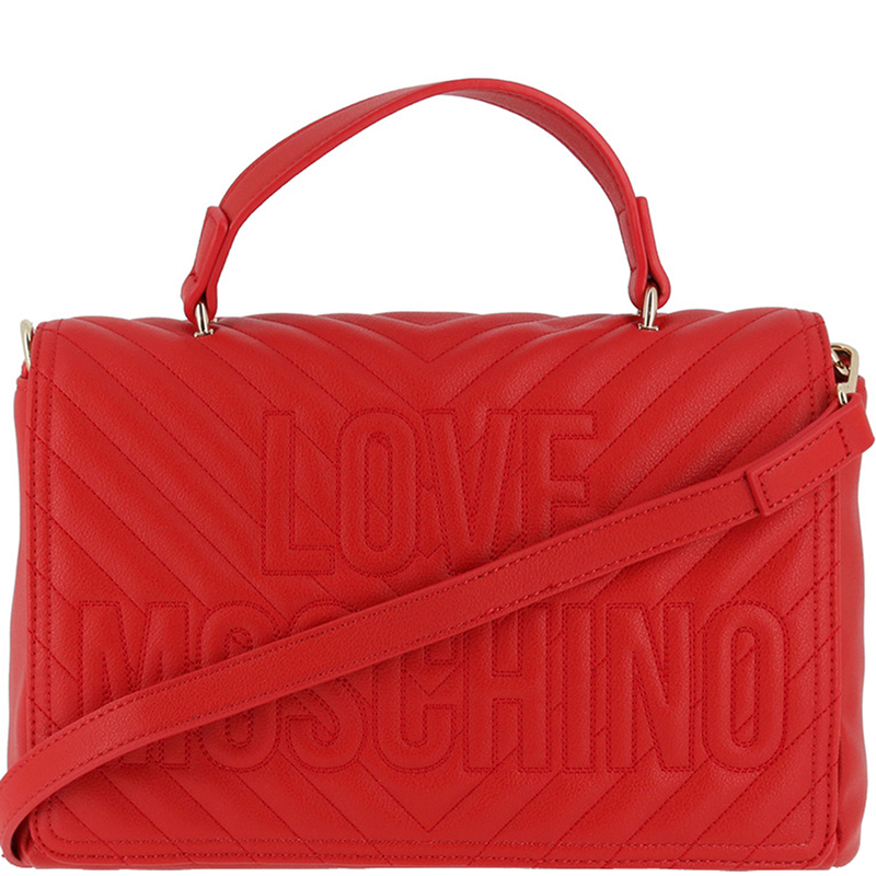 love moschino classic logo top handle bag