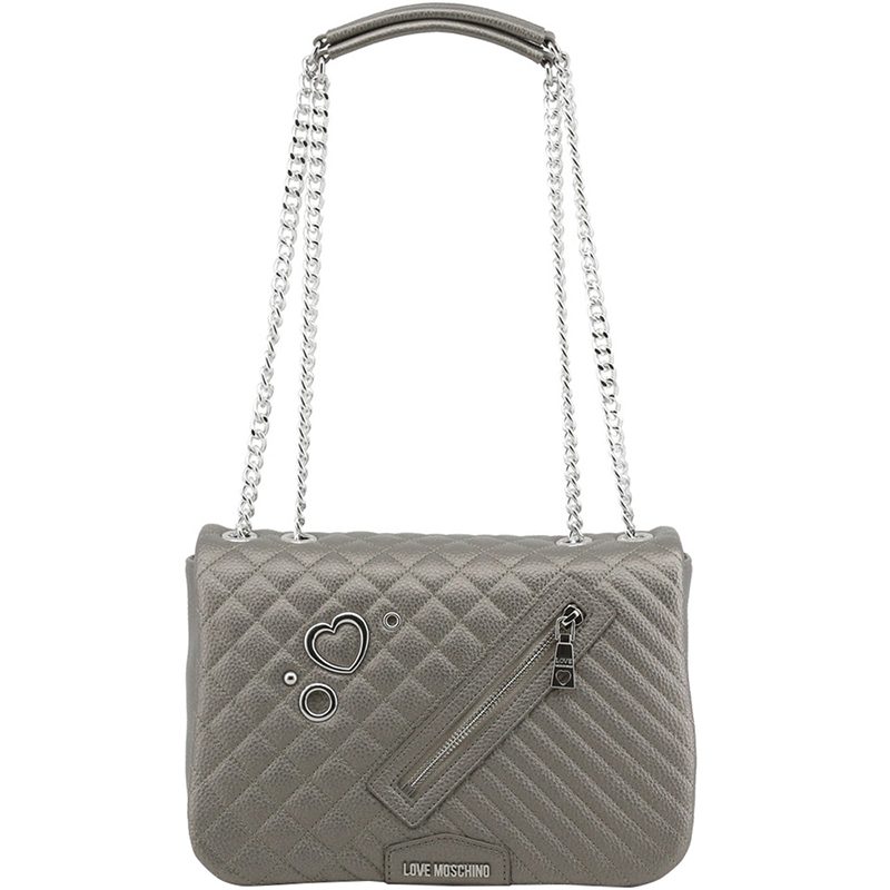 Love Moschino Grey Faux Quilted Leather Chain Flap Bag Moschino | TLC