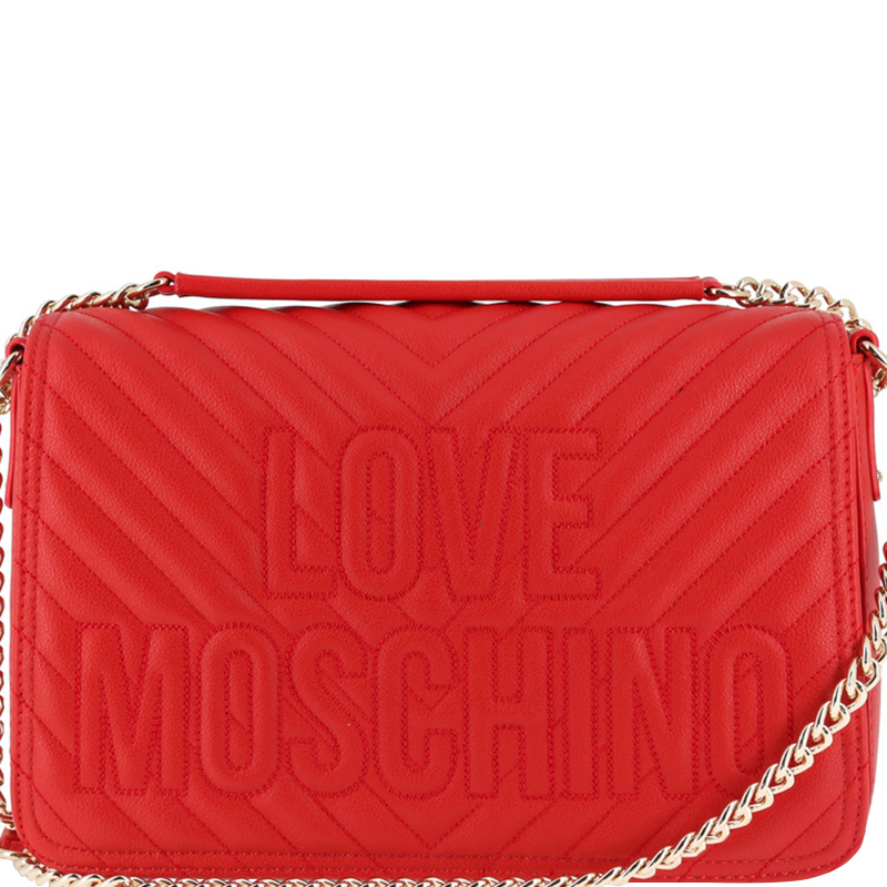 love moschino red quilted bag