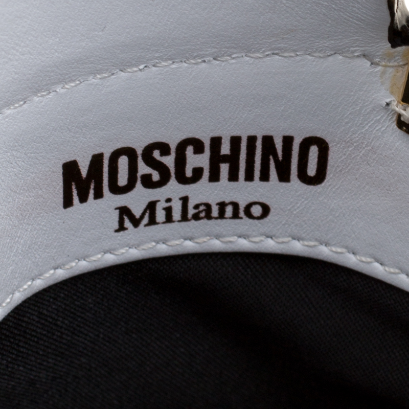 Moschino White Capsule Patent Leather Pill Bottle Crossbody Bag