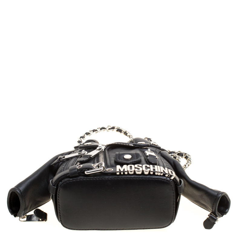 Biker leather crossbody bag Moschino Black in Leather - 22962392