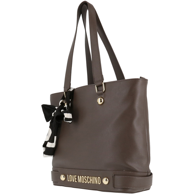 

Love Moschino Grey Faux Leather Scarf Shopper Tote