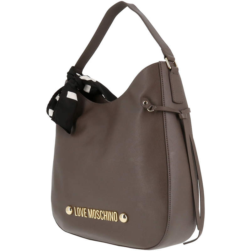 

Love Moschino Grey Faux Leather Scarf Hobo