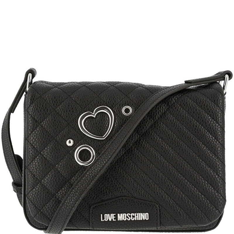 مملوكة مسبقًا Love Moschino Black Quilted Leather Crossbody Bag