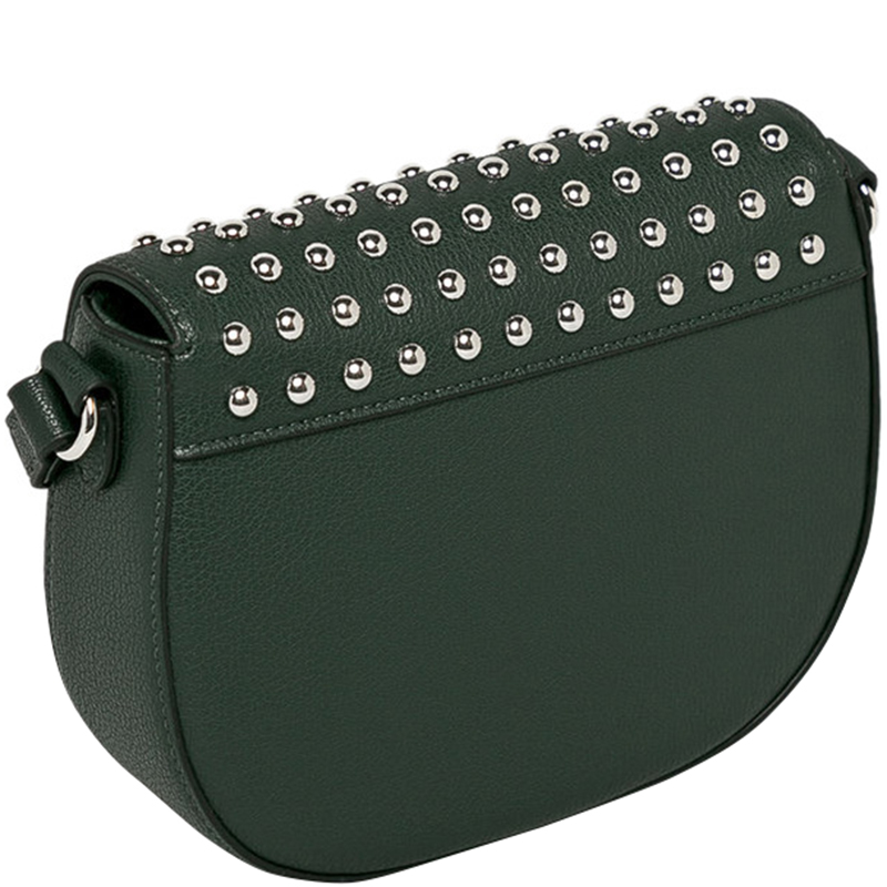

Love Moschino Green Faux Leather Studded Crossbody Bag