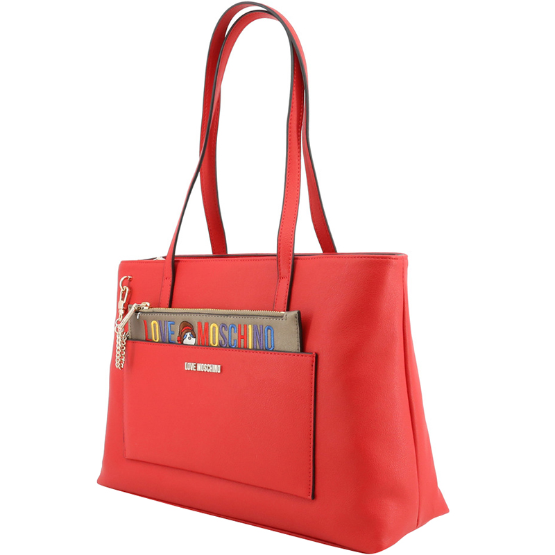 

Love Moschino Red Faux Leather Shopping Tote