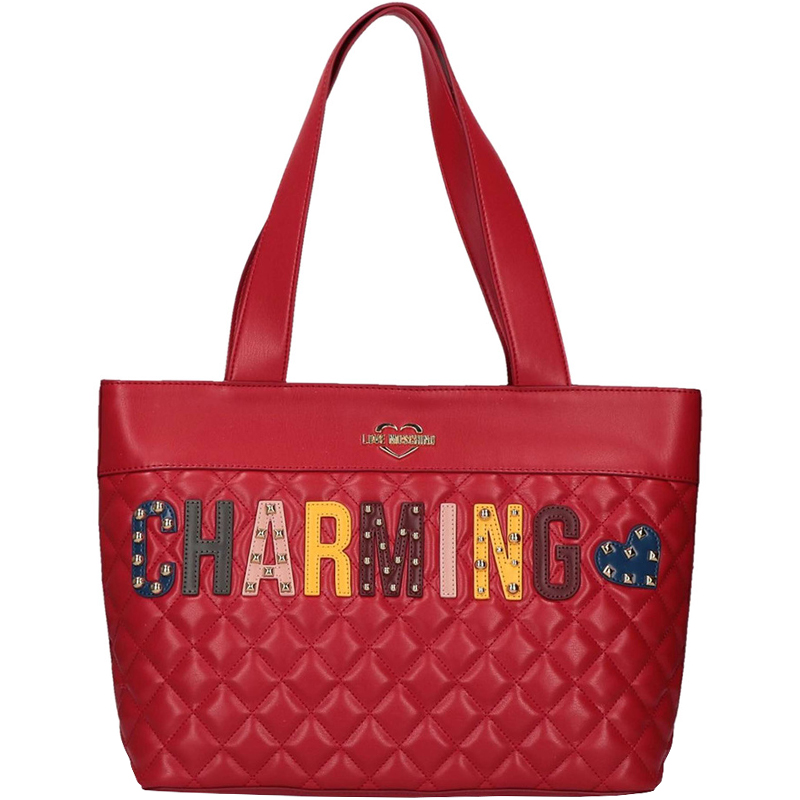 Love Moschino Red Quilted Faux Leather 