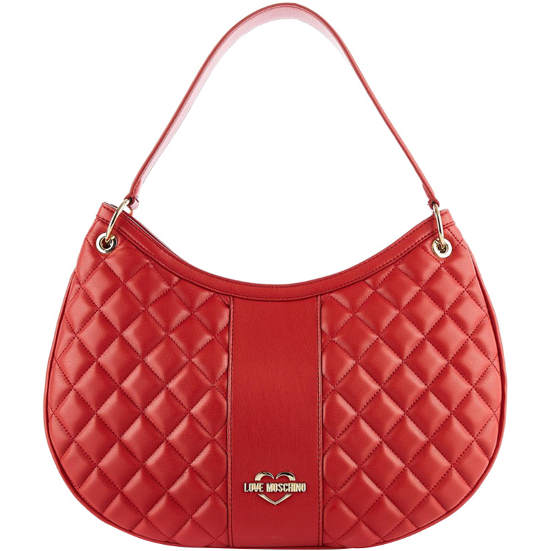 Love Moschino Red Quilted Faux Leather 