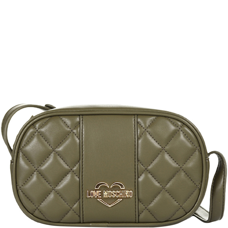 

Love Moschino Green Quilted Faux Leather Camera Crossbody Bag