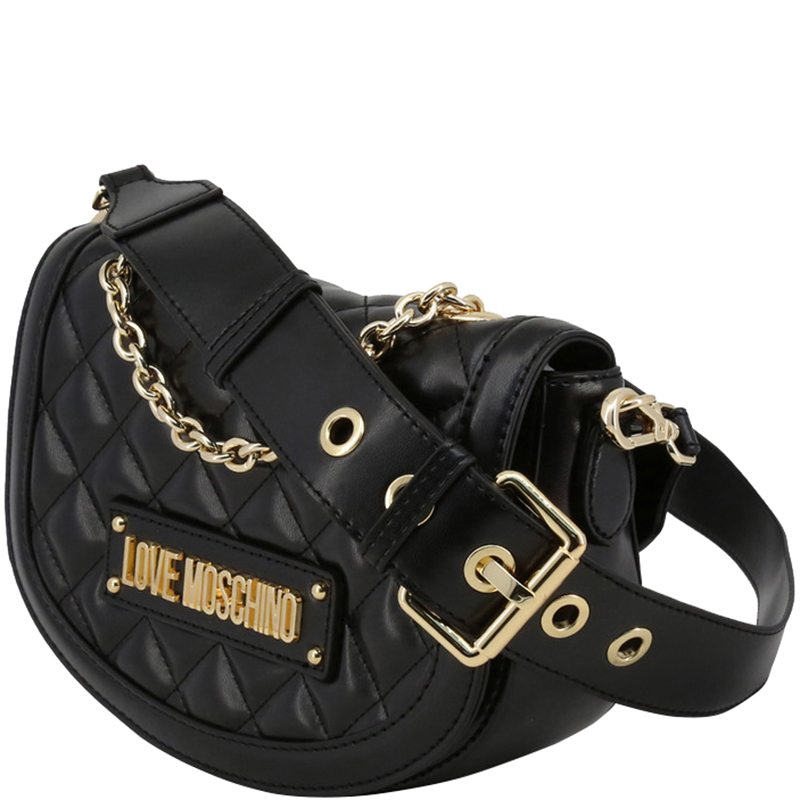 Love Moschino Black Quilted Faux Leather Crossbody Bag