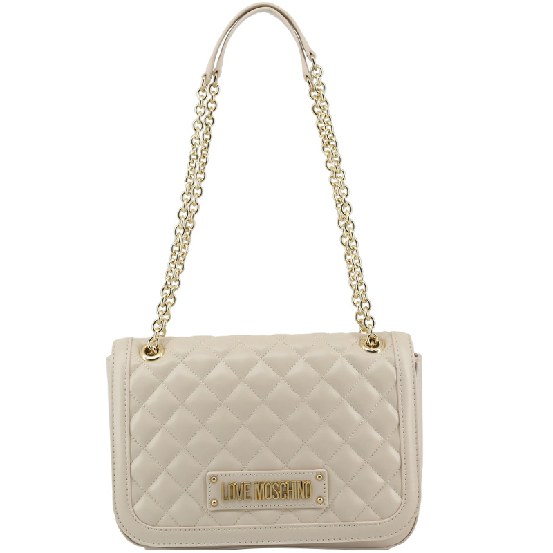Love Moschino White Quilted Faux Leather Chain Shoulder Bag