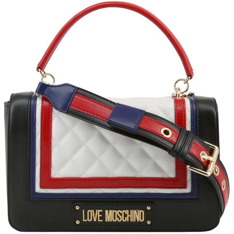 Pre Owned Love Moschino Multicolor Quilted Faux Leather Top Handle Bag