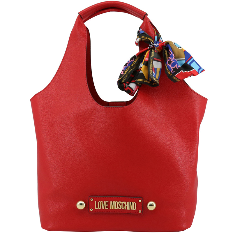 Love Moschino Red Faux Leather Scarf Shoulder Bag