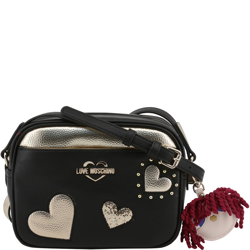 Pre Owned Love Moschino Two Tone Faux Leather Crossbody Bag