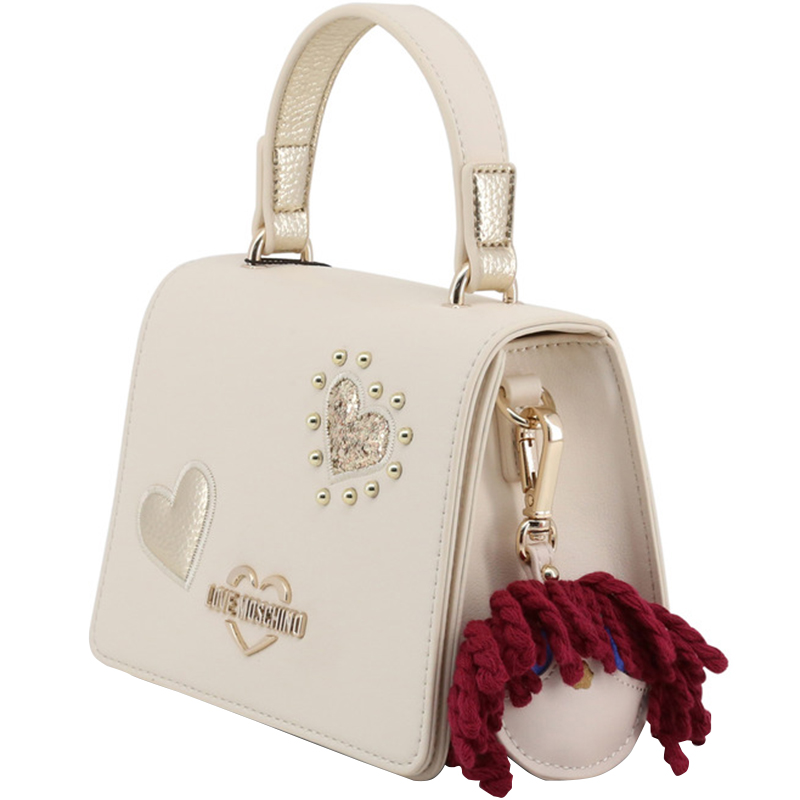 

Love Moschino White Faux Leather Top Handle Bag