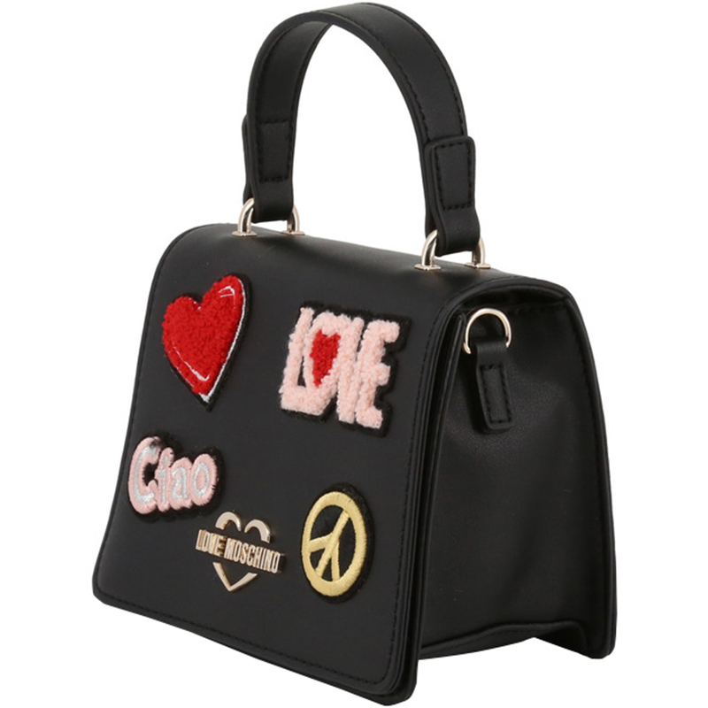 

Love Moschino Black Faux Leather Embellished Top Handle Bag