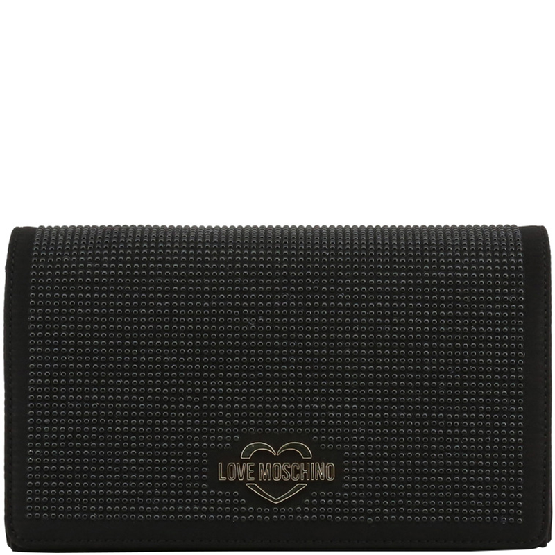 مملوكة مسبقًا Love Moschino Black Fabric Studded WOC Clutch Bag