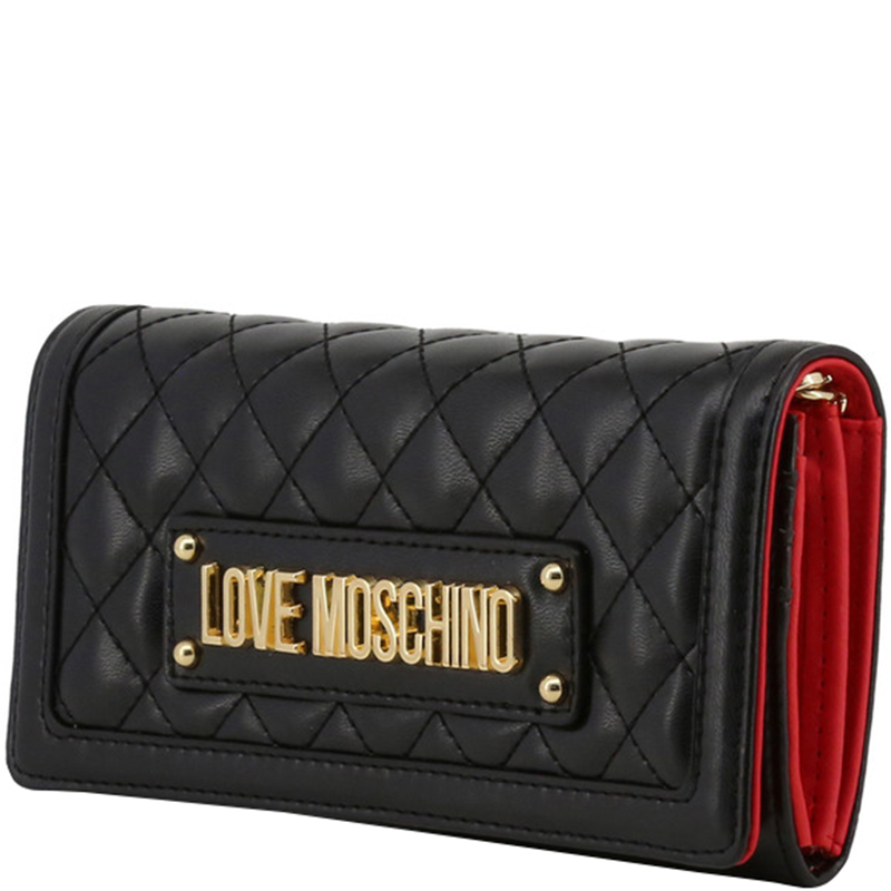 

Love Moschino Black Quilted Faux Leather WOC Clutch Bag