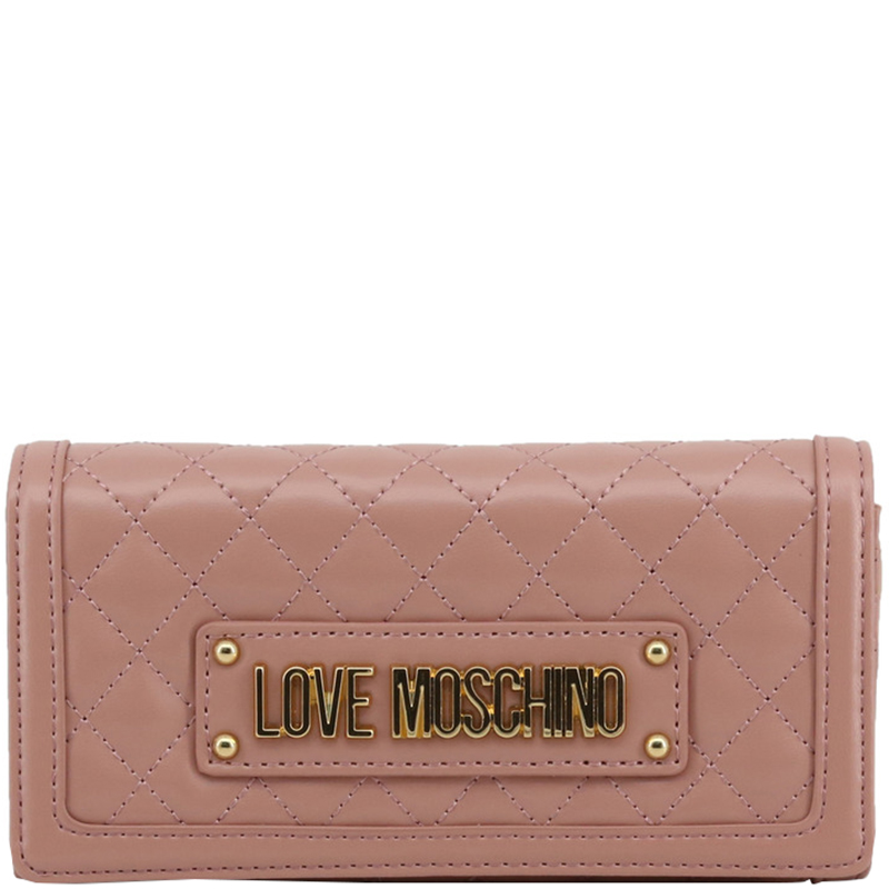 Pre Owned Love Moschino Pink Quilted Faux Leather WOC Clutch Bag