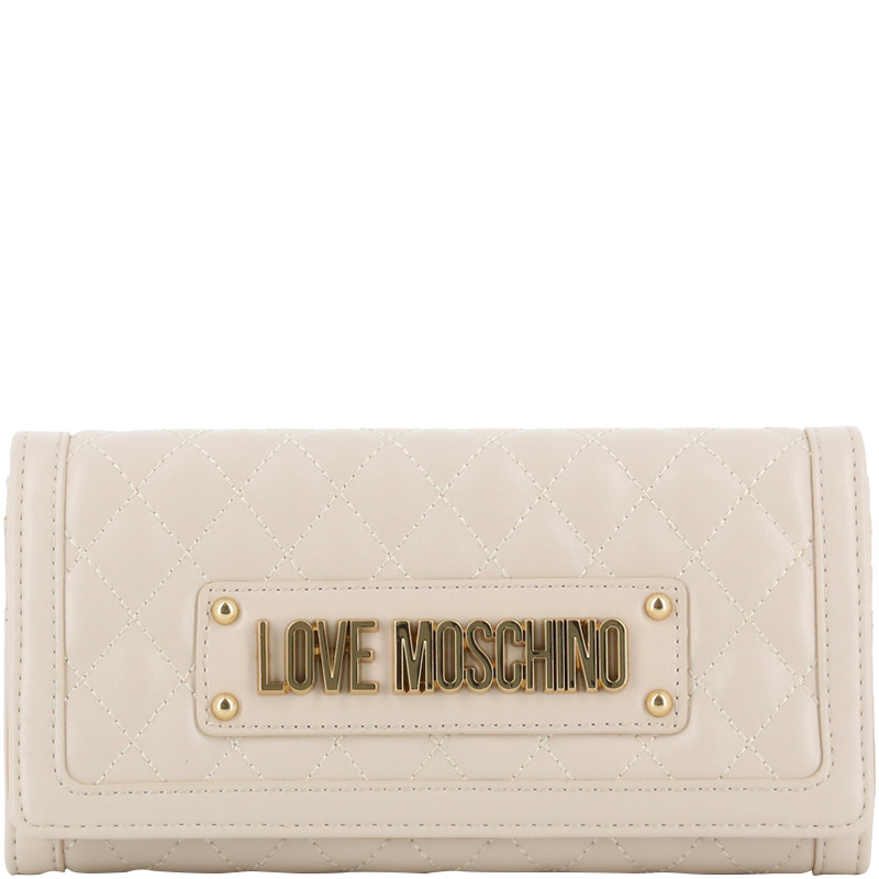 Pre Owned Love Moschino White Faux Leather WOC Clutch Bag 