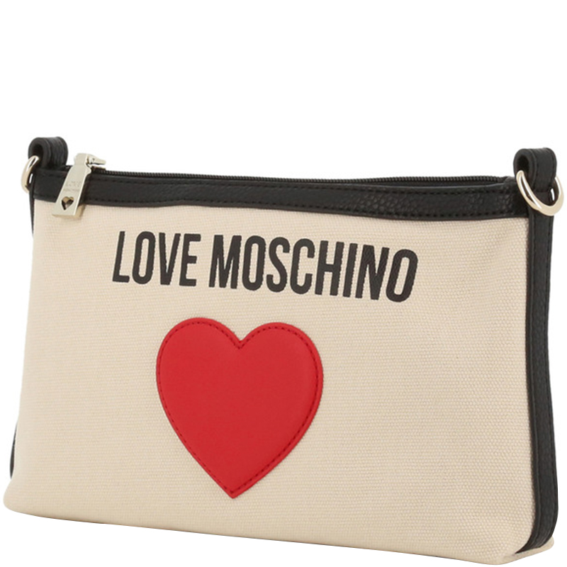 

Love Moschino Brown Fabric Applique Clutch Bag