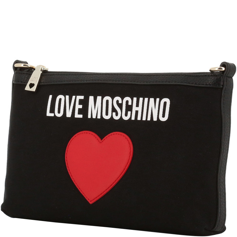 

Love Moschino Black Fabric Applique Clutch Bag