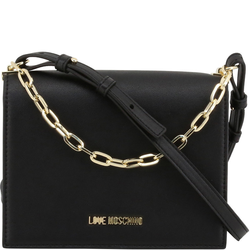 Love Moschino Black Faux Leather Chain 