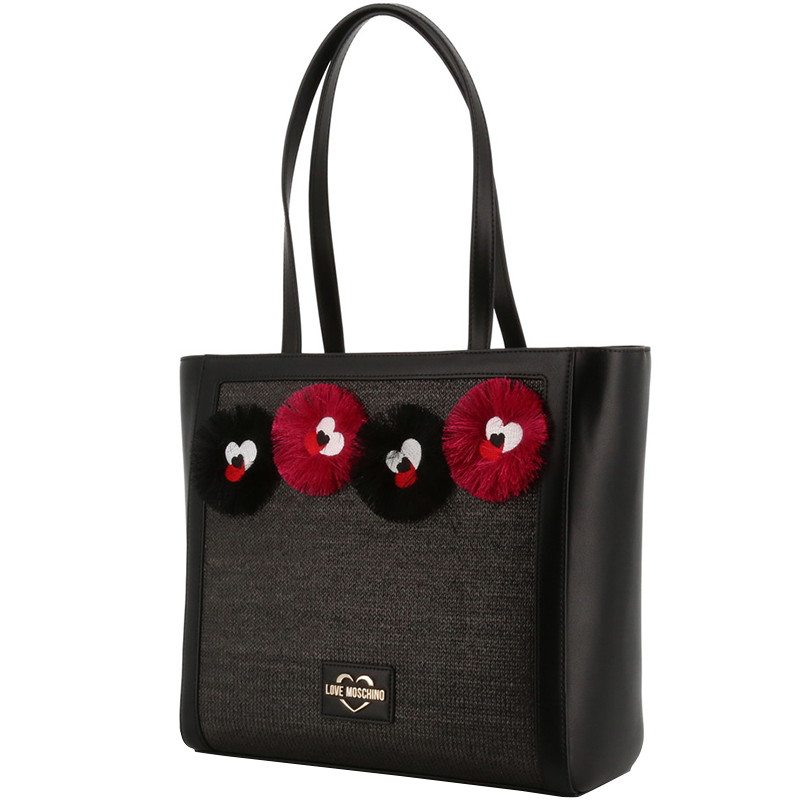 

Love Moschino Black Fabric Applique Shoulder Bag