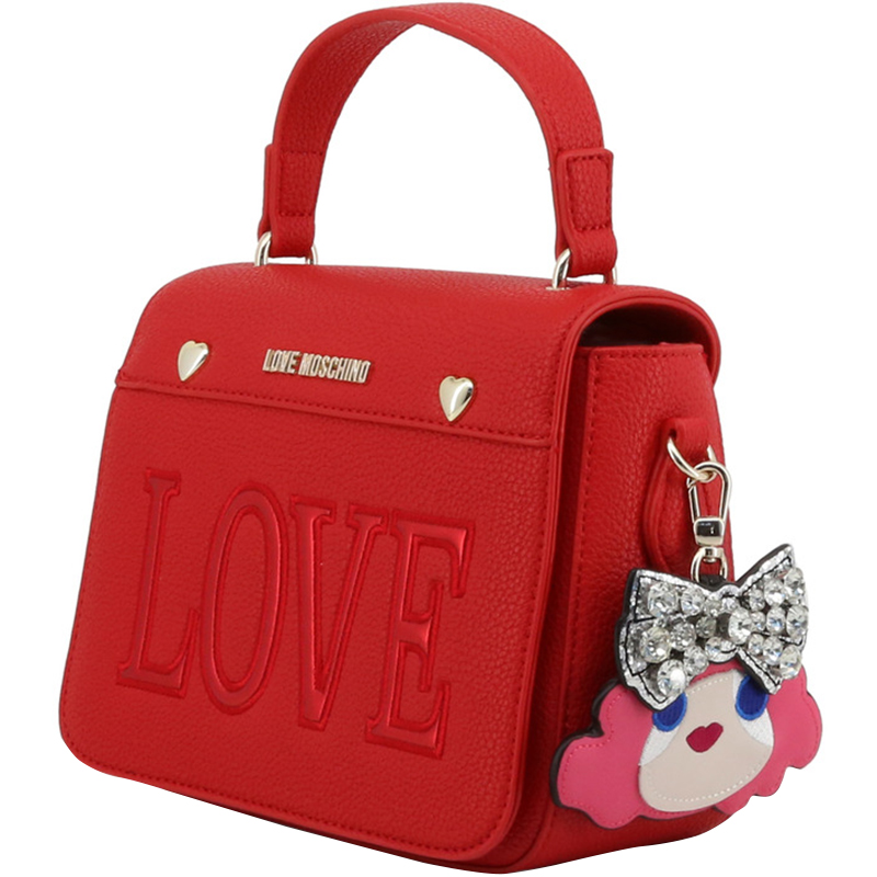 

Love Moschino Red Faux Leather Love Applique Crossbody Bag
