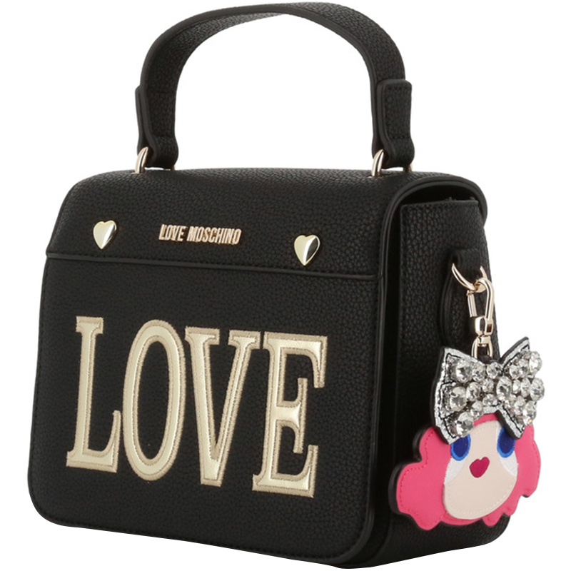 

Love Moschino Black Faux Leather Love Applique Crossbody Bag
