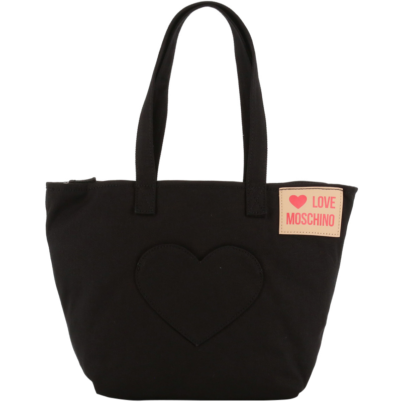 Love Moschino Black Fabric Love Applique Shoulder Bag