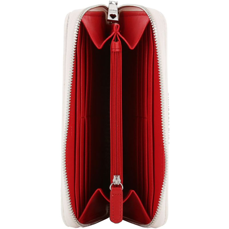 

Love Moschino White Faux Leather Zip Around Wallet