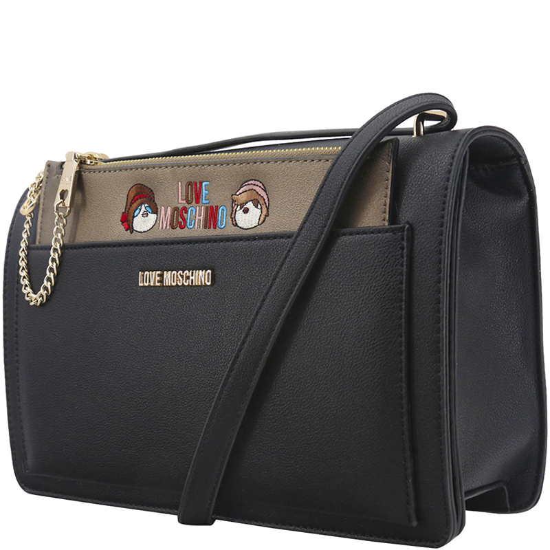 

Love Moschino Black Faux Leather Flap Crossbody Bag