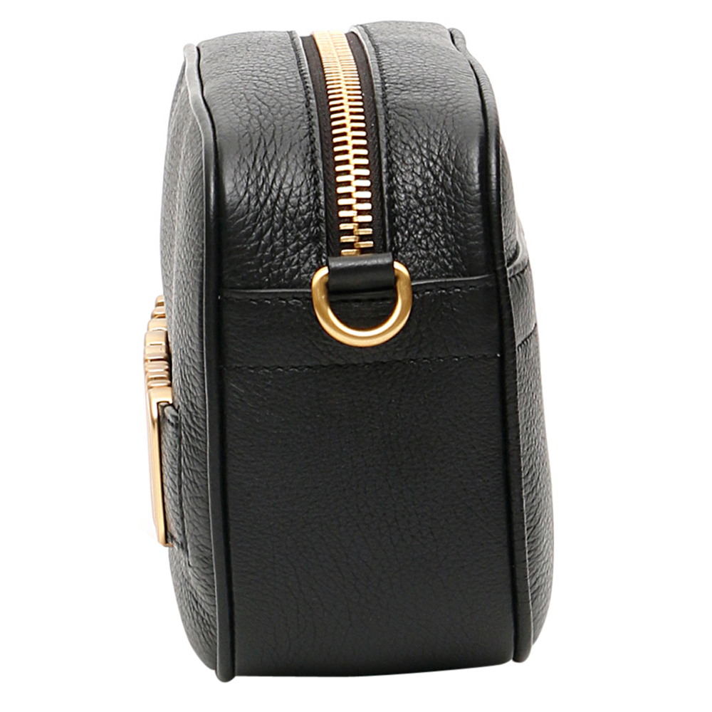 

Moschino Black Leather Logo Camera Bag