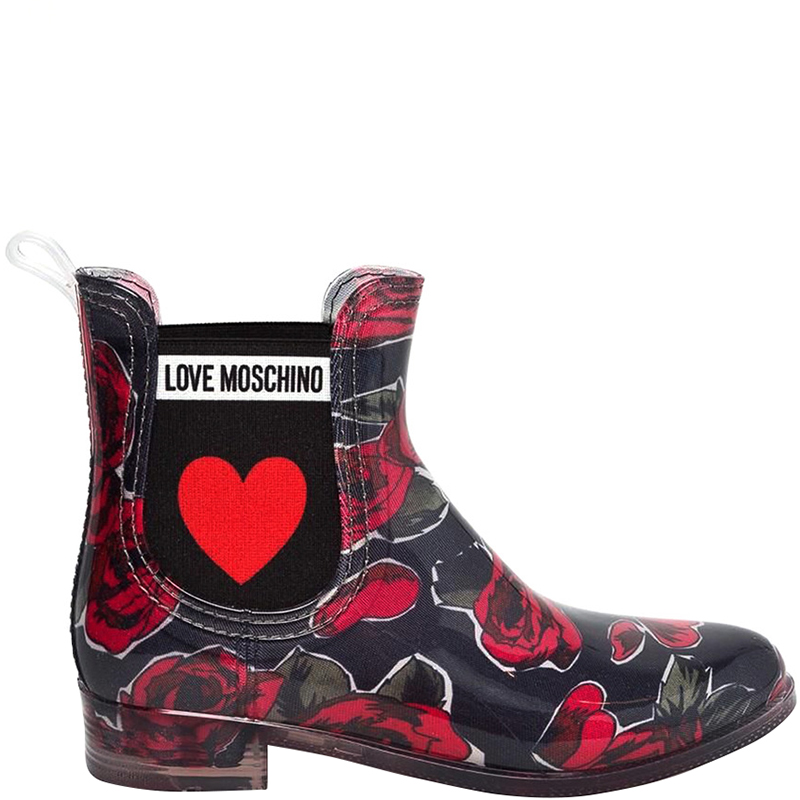 

Love Moschino Black/Red Faux Print PVC Ankle Boots Size, Multicolor
