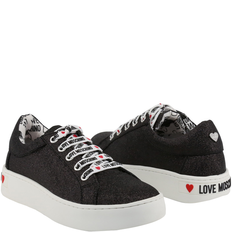 

Love Moschino Black Fabric Platform Sneakers Size